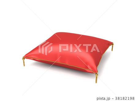 3d rendering of a red silk decorative pillow with 3d rendering of a red silk decorative pillow with 38182198