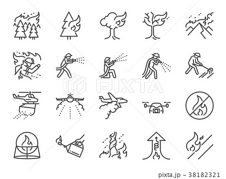 Wildfire line icon set 38182321