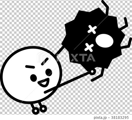 免疫とウィルス　モノクロイラスト 38183295