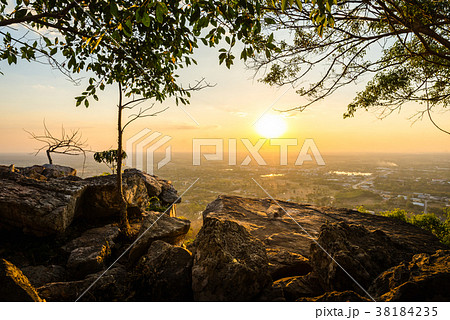 Aerial view landscape from the top of mountain 38184235