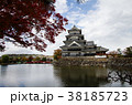 Ancient Japanese Castle with cloudy sky in Autumn. 38185723
