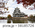 Ancient Japanese Castle with cloudy sky in Autumn. 38185726