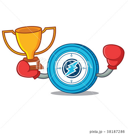 Boxing winner Electroneum coin mascot cartoon 38187286