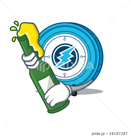 With beer Electroneum coin mascot cartoon With beer Electroneum coin mascot cartoon 38187287