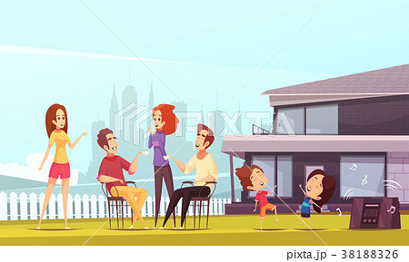 Neighbors Party Cartoon Illustration Neighbors Party Cartoon Illustration 38188326