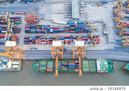 Container ship commercial vessel alongside in port 38188876