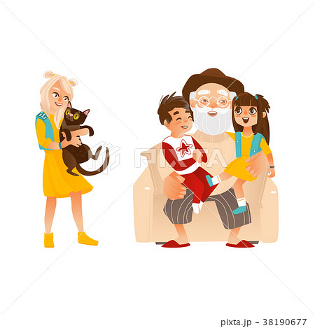 Vector flat afamily characters hugging set 38190677