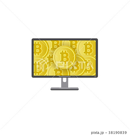 Vector flat desktop computer monitor with bitcoins Vector flat desktop computer monitor with bitcoins 38190839
