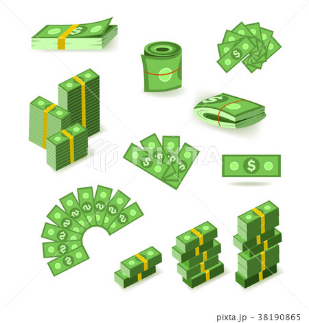 Wads, stacks, rolls and piles of dollar banknotes Wads, stacks, rolls and piles of dollar banknotes 38190865