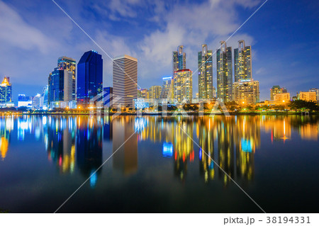 city night view at Benjakitti Park, Bangkok city night view at Benjakitti Park, Bangkok 38194331