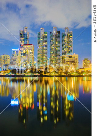 city night view at Benjakitti Park, Bangkok city night view at Benjakitti Park, Bangkok 38194339