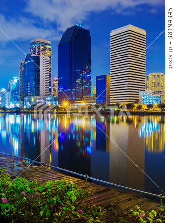 city night view at Benjakitti Park, Bangkok city night view at Benjakitti Park, Bangkok 38194345