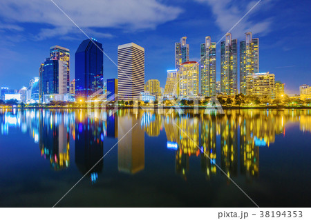 city night view at Benjakitti Park, Bangkok 38194353