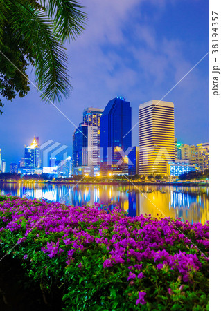 city night view at Benjakitti Park, Bangkok 38194357