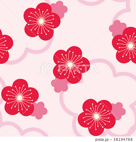 パターン 花柄 和柄 梅 紅梅のイラスト素材
