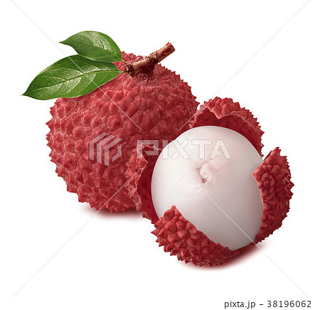 Whole lychee fruit isolated on white background 38196062