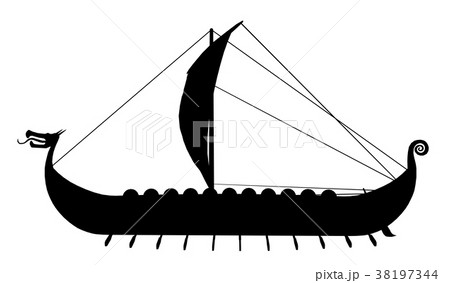 Silhouette of a Viking ship 38197344