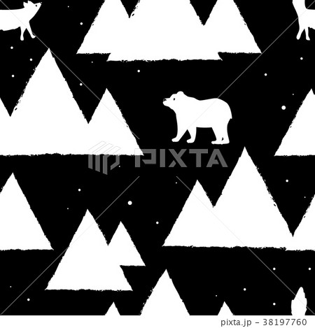 Polar white bears and foxes with triangle abstract 38197760