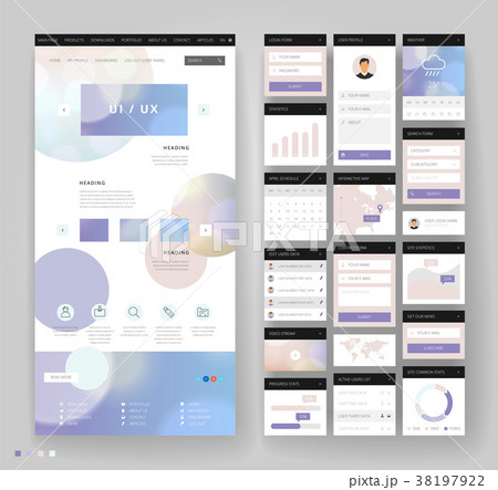 Website template design with interface elements Website template design with interface elements 38197922
