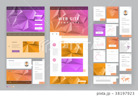 Website template design with interface elements Website template design with interface elements 38197923