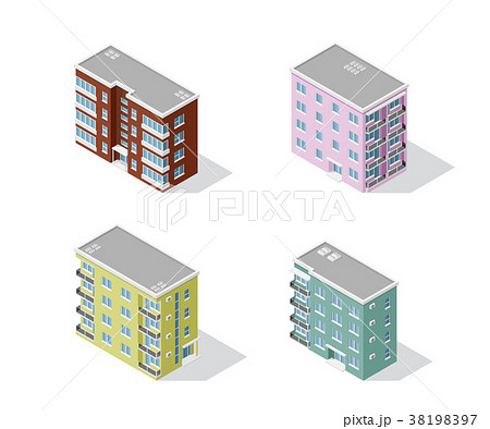set of apartment buildings 38198397