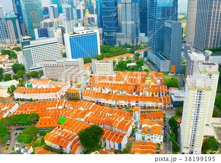 Singapore Chinatown aerial view 38199195