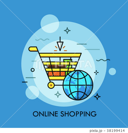 Supermarket cart and globe Supermarket cart and globe 38199414