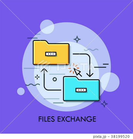 Two folder symbols, arrows and cursor. 38199520