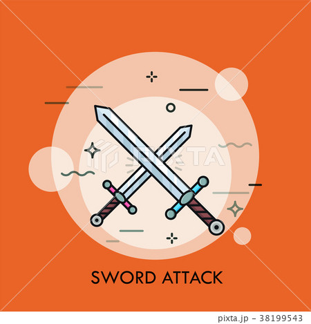 Pair of crossed or clashing swords. 38199543