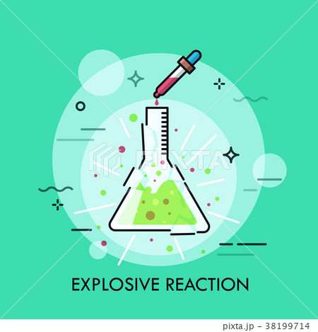 Broken glass flask with green liquid inside Broken glass flask with green liquid inside 38199714