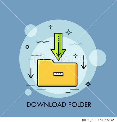 Yellow paper folder and green arrow pointing Yellow paper folder and green arrow pointing 38199732