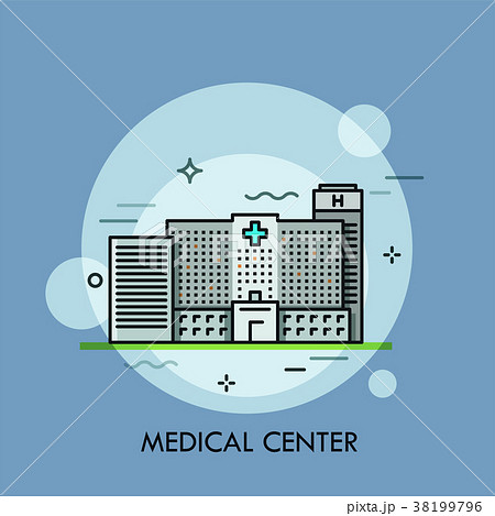 Facade of modern gray building of medical center 38199796