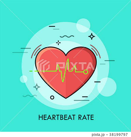 Red heart and heartbeat rate rhythm or 38199797