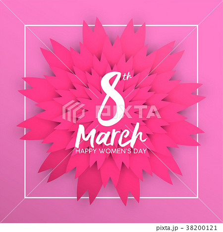 Women Day paper craft pink flower greeting card 38200121