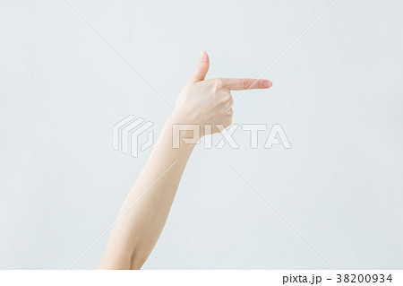 切抜パス付き 右を指差す手の写真素材