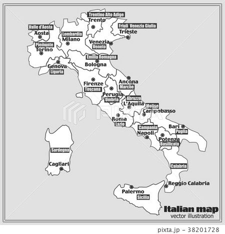 Italy map with Italian regions. Vector. 38201728