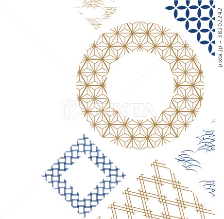 Gold and blue Japanese pattern vector for poster Gold and blue Japanese pattern vector for poster 38202242