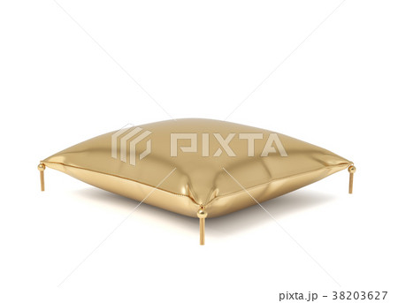 3d rendering of a pillow made of golden fabric 38203627