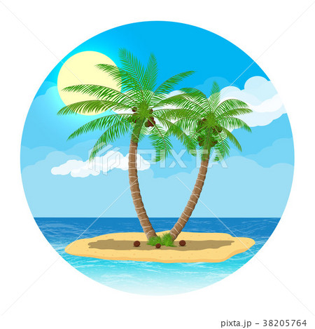 Landscape of palm tree on beach 38205764