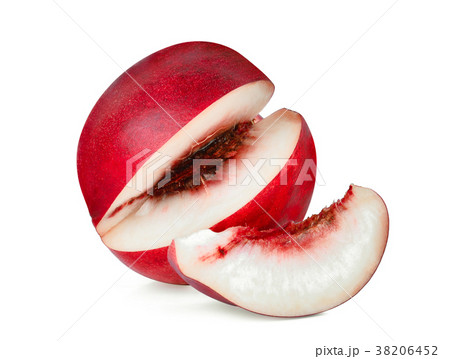 sliced nectarine peach isolated on whitie  38206452