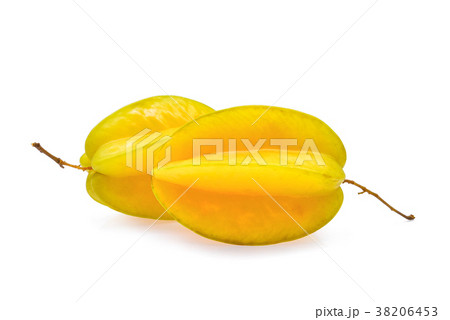 two whole star apple fruit isolated on white  38206453