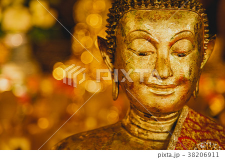 Smile of the golden Buddha, Face of gold buddha 38206911