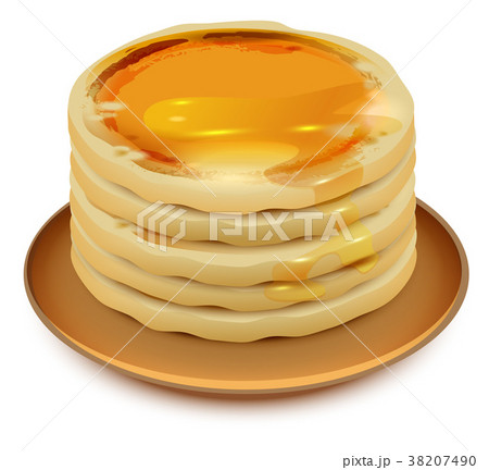 Thick pancakes honey on plate. Stack of pancakes Thick pancakes honey on plate. Stack of pancakes 38207490