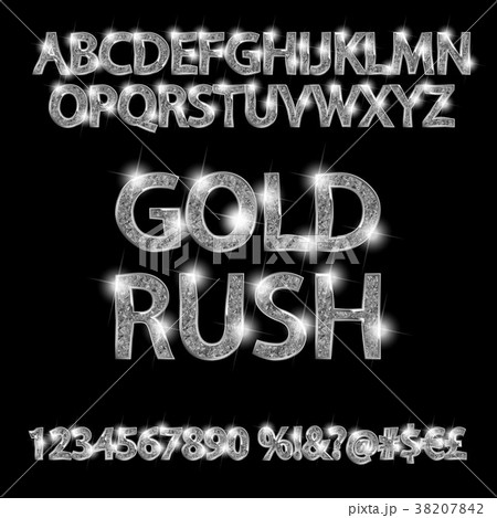 Gold rush. Silver alphabetic fonts and numbers Gold rush. Silver alphabetic fonts and numbers 38207842