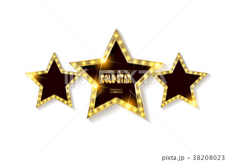 Three golden stars symbol 38208023