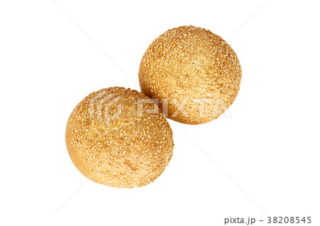 Round sandwich bun with sesame isolated 38208545