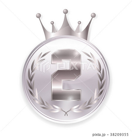 王冠 メダル 銀 アイコン のイラスト素材