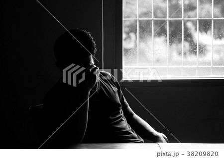 Asian men have stress Headache at meeting room 38209820