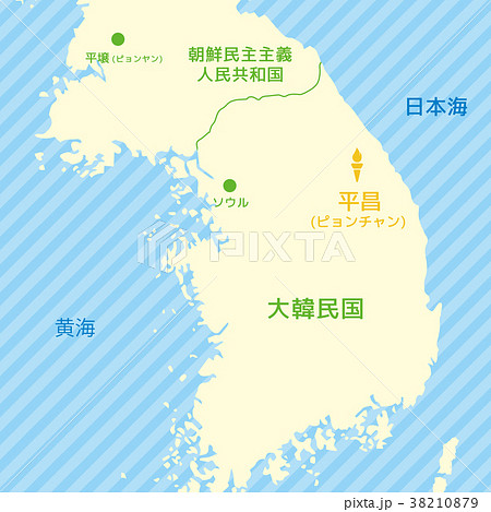 平昌 ピョンチャン オリンピック 韓国マップ 地図 のイラスト素材