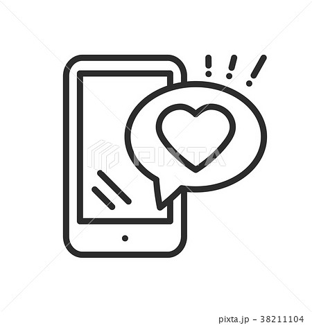 Smartphone with heart emoji message on screen line 38211104